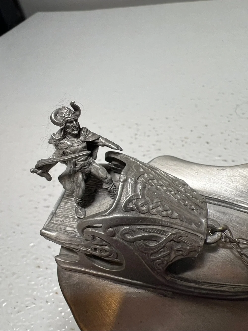 Vintage Partma Pewter 1987 Viking Sleigh Figurine - PP821 Rare